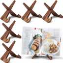 Wenqik 6 Pcs Cookbook Stand for Kitchen Recipe Book Holder Wooden Plate Picture Stand for Display Cook Book Holder for Kitchen Counter(Brown,6.5 Inch)