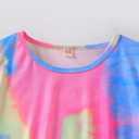 Noubeau Girls Summer Tie-Dye Outfits Elastic Drawstring T-Shirt Crop Top and Elastic Waist Shorts Set with Side PocketsPink- Blue,13-14 Years