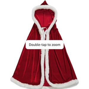 Christmas Halloween Costumes Cloak Mrs. Claus Santa Xmas Velvet Hooded Cape Robe One Size