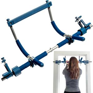 Gym1 Pull Up Bar for Doorway | Door Frame | No Screws Installation for Upper Body Fitness Workout at Home Gym | Made from Professional-Grade Steel (Blue / Silver)