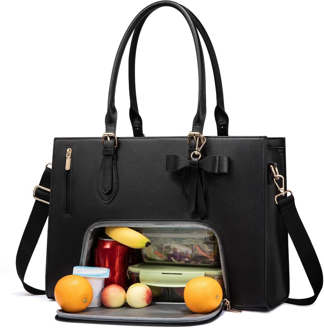 LOVEVOOK Laptop Lunch Tote Bag for Women, Work Bag with Insulated Lunch Compartment 17.3 Inch 2 in 1 Lunch Tote Large Capacity Computer Handbag for Work, Teacher, Nurse, Office, Collage, Casual, Black LOVEVOOK Laptop Lunch Tote Bag for Women, Work Bag with Insulated Lunch Compartment 17.3 Inch 2 in 1 Lunch Tote Large Capacity Computer Handbag for Work, Teacher, Nurse, Office, Collage, Casual, Black