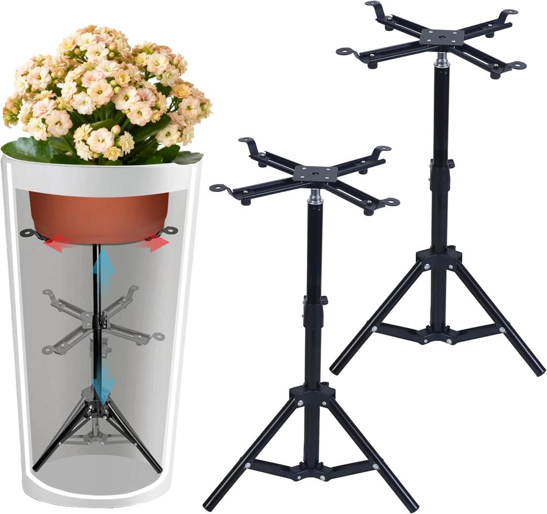 Adjustable Plant Risers for Inside Pots, 12-22" Rise Planter Inserts for Large Pots, Planter Lift Stand Pot Filler Plant for Indoor Outdoor Tall Taper Planters Containers (4.3-8.6" Top, Set of 2)