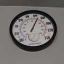 Indoor Outdoor Thermometer Large Numbers 12 Inch Wall Weather Thermometer Hanging Garden Decor Hygrometer No Battery Needed (Black)