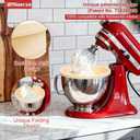 Silicone Bowl Insert for Kitchen Aid 5 Qt Tilt-Head - Patented Design Bowl Liner, 3pack with Lids, Resistant to collapse Thicker Bowl Insert, Foldable, Heat/Cold Resistant (Red*Beige*Beige)