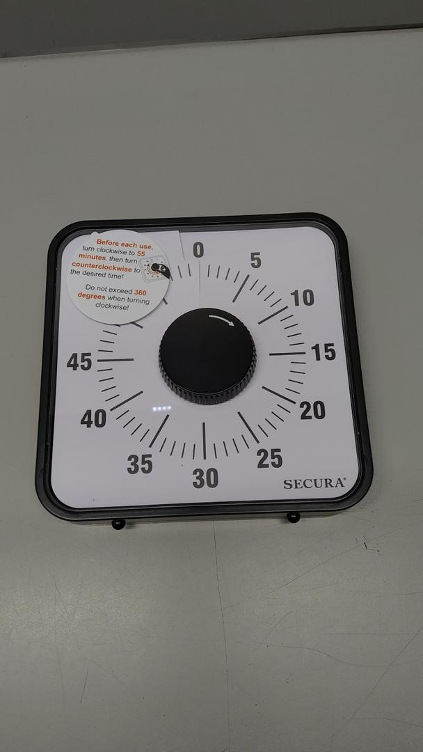 Secura 7.5-Inch Fruit Visual Timer for Kids, 60-Minute Countdown Timer for Classroom or Kitchen, Durable Mechanical Timer Clock with Magnetic Backing (Black