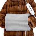 Electric Hand Warmer, Soft Flannel Heated Gloves, Hand Warmer Pouch, Heating Pad for Hands Pain Relief Fingers Arthritis for Women Men Elder Xmas Gifts, Auto Off & 3 Levels, Grey