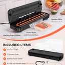 Vacuum Sealer Machine,75Kpa Precision Suction Power 6-in-1 Food Sealer with Digital Timer, Dry & Moist Food Modes, Compact Design with 10 Vacuum Bags & Bulit-in Cutter (Black)