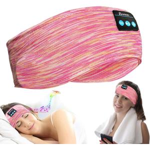 Bluetooth Headphones, Sleep Headphones Headband Wireless for Sleeping Side Sleepers - Adjustable Sleep Headphone, and Bluetooth Headbands for Women (Pink)
