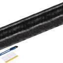 HARFINGTON 1 Set Carbon Fiber Vinyl Wrap 16" x 5ft PET Forged Self-Adhesive Car Sticker Waterproof Wrap Roll with Scraper Tool for DIY Decor Automotive Exterior Protection, Black-silver