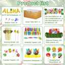 153Pcs Hawaiian Aloha Luau Party Decorations, Tropical Summer Beach Birthday Supplies Grass Table Skirt Hanging Swirl Aloha Balloon Garland Honeycomb Centerpiece Hibiscus Palm Leaves Straws CakeTopper