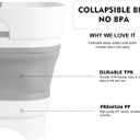 Collapsible Dish Basin 2.4Gal/9L, Foldable Sink with Drain Plug & Non-Slip Base for Kitchen, Camping, Baby Care (Gray)