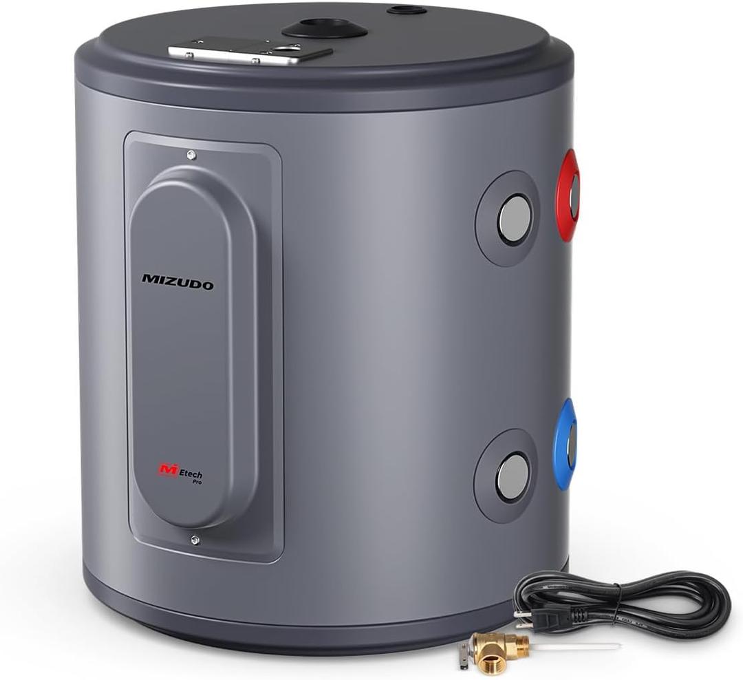 MIZUDO  Electric Mini Tank Water Heater, MIZUDO 6 Gallon Point of Use Hot Water heater 1500W, Compact Residential 120V with T&P Valve, Adjustable Thermostat, UL Listed