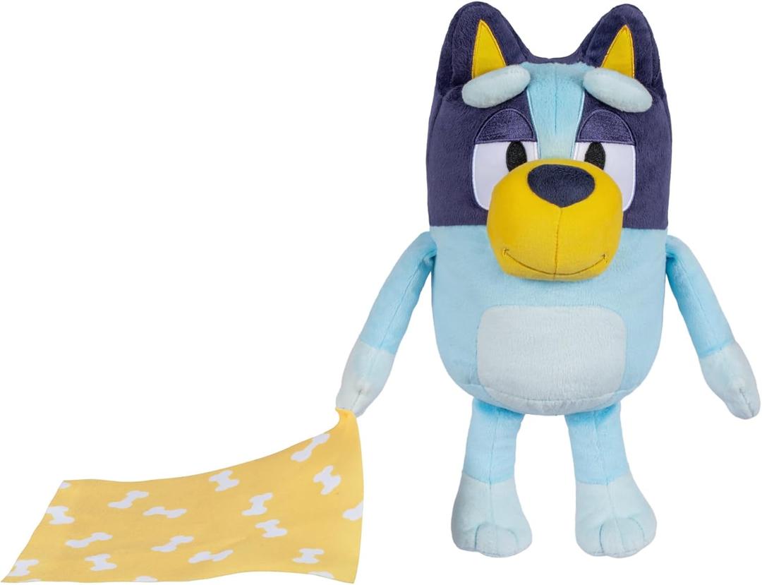 Bluey Sleepy Time 13 Inch Plush with Blanket, Press Tummy to Hear 7 Fun Phrases, Sing Along to The Theme Song, So Soft Made with Deluxe Fabrics and Detailed Stitching | 