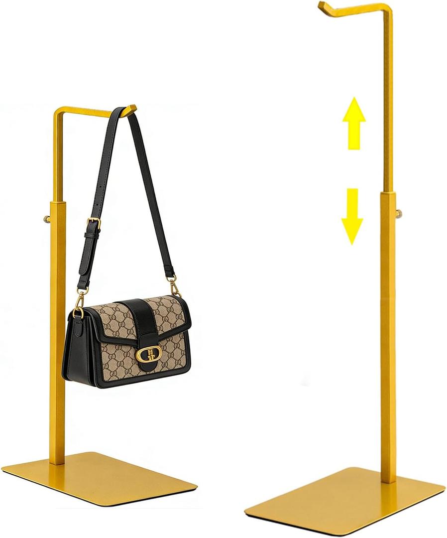 2Pcs Purse Holder, Adjustable Purse Display Stand , Golden Handbag Display Stand, Hanger Rack for Bags, Suitable for Desktops, Wardrobes and Commercial Storeshook Stand