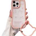 for iPhone 16 Pro Case, [Pink Cute Cat Ears] [2-in-1 with Kitty Bracelet] Stylish Print, Soft TPU Shockproof, Gift for Women and Girls