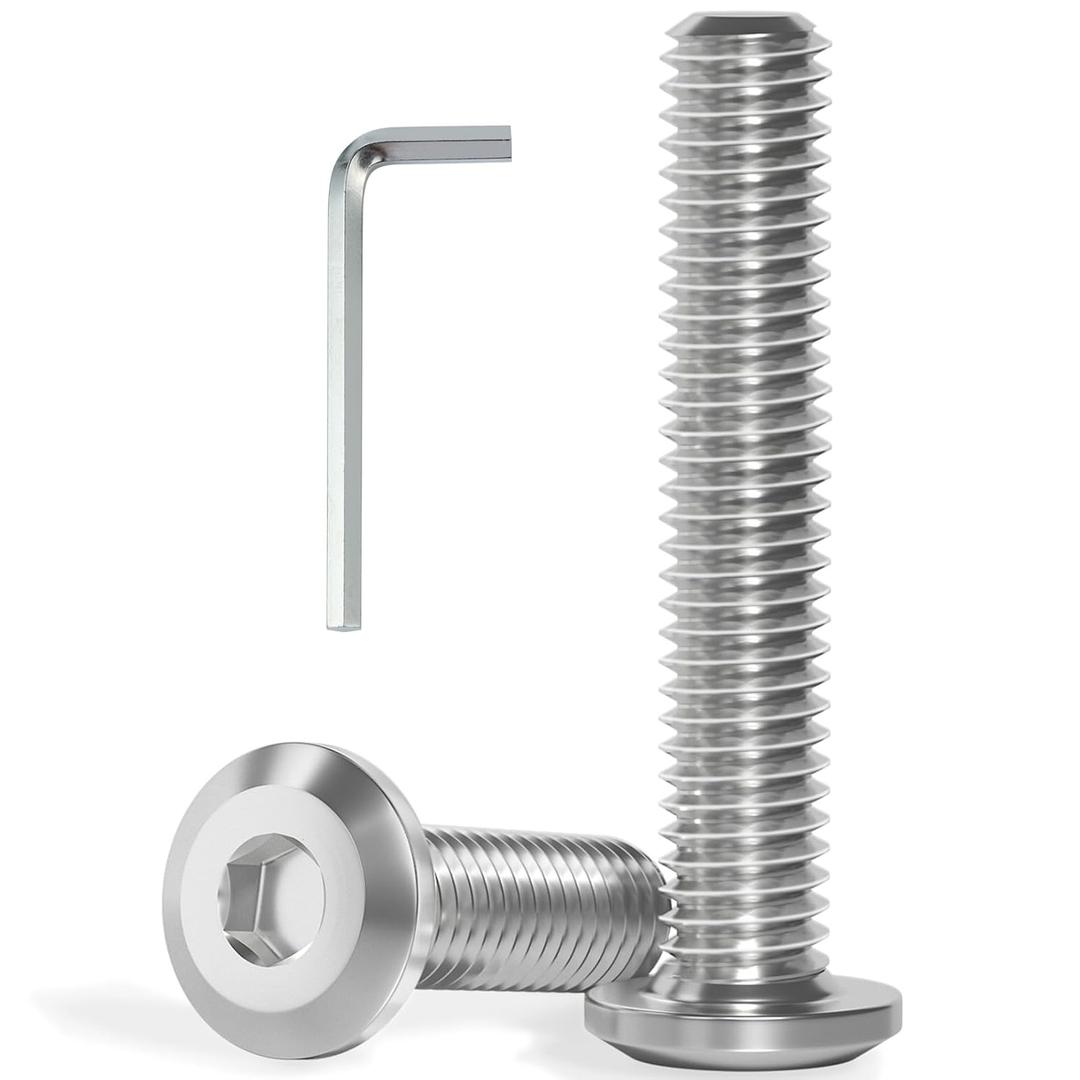 M6-1.0 x 55 mm 30Pcs Flat Head Hex Socket Cap Screws Bolts,304 Stainless Steel 18-8,Full Thread,Hex Spanner Included (VG30113) (Silver)