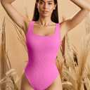 OQQ Women's 3 Piece Bodysuits Sexy Ribbed Sleeveless Square Neck Tank Tops Leotard 2025 Trendy Outfits, M