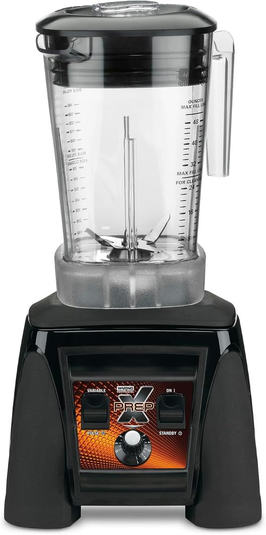 Waring Commercial MX1200XTXP 3.5 HP Blender with Variable Speed Dial Controls and 48 oz. BPA Free Copolyester Container, 120V, 5-15 Phase Plug,Black