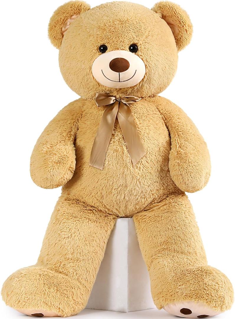 MorisMos 47inch Giant Teddy Bear Stuffed Animal 4ft, Large Teddy Bear Plush, Big Stuffed Bear Gifts for Kids, Girls, Girlfriend, Women on Baby Shower, Valentine, Christmas, Birthday, Light Brown