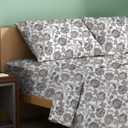 TEXAS LINEN CO. 100% Organic Cotton Printed Sheets Full Size - 4 PC Organic Cotton Percale Sheets Full Set (Floral Ivory), Cooling & Breathable Sheet, 16" Deep Pocket Hotel Bedding - GOTS Certified