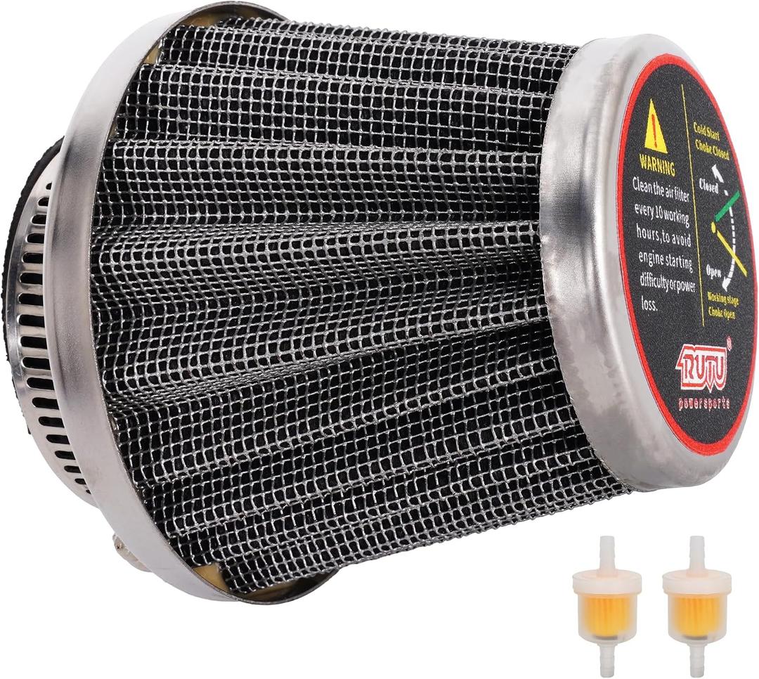 38mm Air Filter For 50cc 90cc 110cc 125cc Predator 196cc 200cc 212cc SSR110 125 GX160 GX200 PW80 PW50 CT200U CT200U-EX TTR90 125 KLX110 KT196 MB200 MB165 Moped Scooter, Motorcycle Air Filter Silver