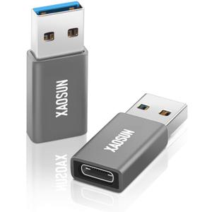 XAOSUN [10Gbps] USB C Female to USB Male Adapter (2-Pack), 3.1 USB A to C Adapter, One-Sided SuperSpeed Data Sync & 100W Fast Charging for iPhone 17/16 Plus Pro Max, Laptop, Charger, Quest Link, etc.