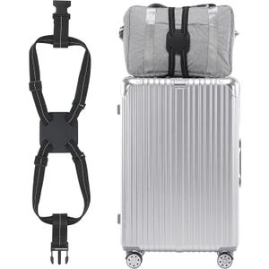 Travelkin Luggage Straps for Suitcases, Luggage Bungee Straps for Attaching Bags, Travel Essentials for Suitcases Add a Bag (Black)