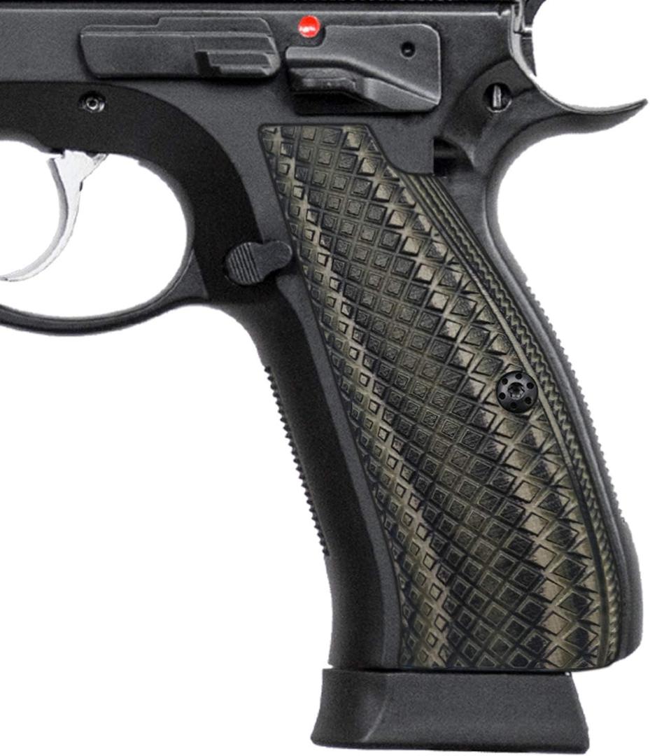 Cool Hand G10 Grips for CZ 75 Full Size, CZ 75 SP-01 Tactical, CZ 75B BD, Shadow 2, Black Gun Grips Screws Included, Aggressive Snake Scale Texture (Coyote Color)