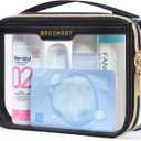 BAGSMART TSA Approved Toiletry Bag, Clear Travel Toiletry Bag, Makeup Cosmetic Pouch Bag for Women Quart Size Compliant Bag Organizer for Travel Essentials (Black Pack of 1,)