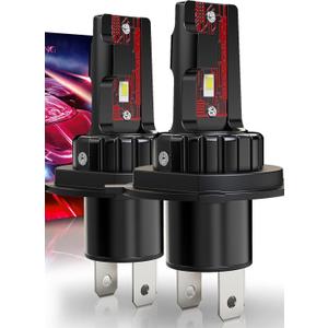 H4 Light Bulbs Super Bright Upgraded 900% 55000LM Brightness 6500K White H4/9003 Light Bulbs 1:1 Halogen Size Cooling Fan Plug and Play Fog Light Direct Fit Pack of 2