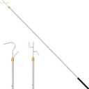 Clothes Hook Pole,29-71 Inch Adjustable Extension with Hook Bar.Suitable for Clothes Hanger Rod, Christmas light, Hanging Flowerpot Plants and Bird Feeder, Tent Shelter Camper Canopy (with two hooks)