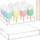 Gejoy 2 Pcs Cakesicle Stand Display Acrylic Cake Pop Stand Reusable Cake Pop Holder Clear Lollipop Holder and 100 Pcs Wood Ice Cream Sticks for Birthday Wedding Baby Shower Parties Dessert Table
