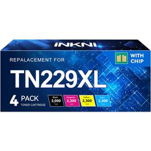 InkNI Compatible Toner Cartridges Replacement for Brother TN229XL TN-229XL TN229 XL to use with MFC-L3720CDW MFC-L3780CDW Printer (TN229XLBK/C/M/Y-4 Pack)