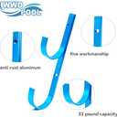 Swimming Pool Aluminum Pole Hanger Set, Blue, 2-Pack (4 Hooks), for Telescoping Poles, Leaf Rakes, Skimmers, Nets, Brushes, Vacuum Hoses (2pk)