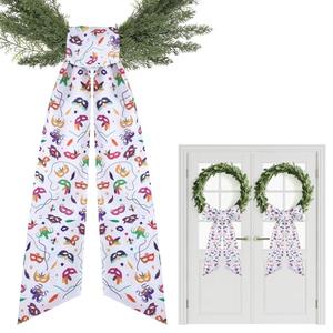 PartyforU Wreath Sash - 2 Pcs Colorful Sashes for Wreaths for Front Door Doorway Yard Wall, 60 Inch Wreath Sash for Holiday Party Home Decor Indoor Outdoor