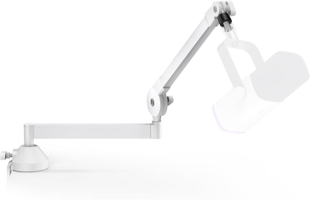 InnoGear Low Profile Mic Arm, 360 Rotatable Microphone Boom Arm Mic Stand for Fifine AM8 K669B Blue Yeti HyperX QuadCast SoloCast AT2020, with Mic Clip 3/8" to 5/8", 3/8" to 1/4" Adapter, White