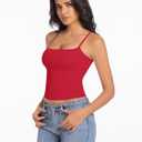 Camisole Tops for Women Sleeveless Adjustable Spaghetti Strap Tank Tops Y2K Basic Shirts(Red,Large) (Red, L)