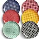 DOWAN 8.5" Salad Plates Set of 6, Ceramic Dessert Plate for Appetizer, Sushi, Microwave, Oven & Dishwasher Safe, Colorful Design Perfect for Party, Wedding, Birthday, Mothers Day Gifts