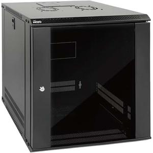 Tecmojo 12U Wall Mount Server Cabinet IT Network Rack Enclosure Lockable Door and Side Panels Black,Cooling Fan,Glass Door,17.7inch Depth,for 19” IT Equipment,A/V Devices