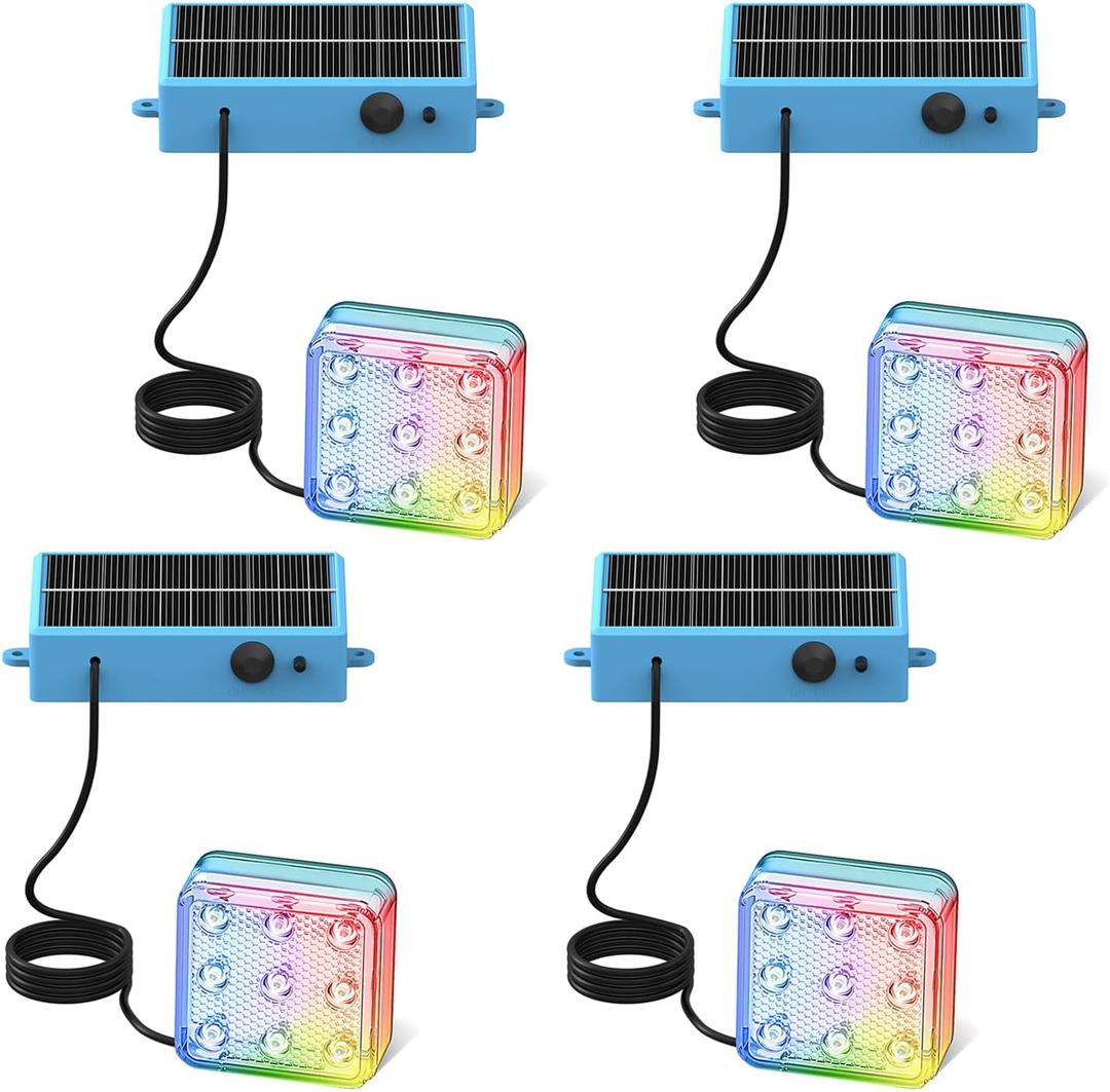 Solar Pool Lights, Pool Lights, 10-Color 4-Mode Light Sensing LEDUnderwater Swimming Lighting with Timer Off, 2025 Submersible Pool Lights for Above Ground In-ground Inflatable Pool-4 Pack