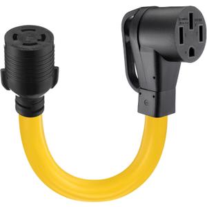 Kanayu 1.5 ft NEMA L14-30R to 14-50R 30Amp RV Generator Adapter Cord, 4 Prong Locking 30Amp L14-30R Female to 50Amp 14-50R Female Adapter Cord with Grip Handle STW 10AWG/4C for RV EV