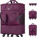 Hanke Expandable Large Suitcase 4 Wheels Lightweight Collapsible,Foldable Suitcases &Travel Bags Hand Luggage Extend 20/24/28 inch Suitcases Duffel Bag Without Telescopic Handle for Men & Women, Purple