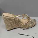DREAM PAIRS Strappy Espadrille Platform Wedge Sandals for Women Dressy Summer, Comfortable Open Toe Sandals with Cushioned Insole and Ankle Strap Buckle, Size 9.5, Gold