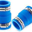 Tondiamo 2 Pcs Pool Vacuum Hose Adapter Replacement Connector for Pool Skimmer Cleaners or Filter Pump Hoses with Stainless Steel Screw Clamps Attachment Fits Multiple Above Ground Accessories(Blue)