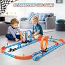 Slot Car Race Track Sets with 360 Thrill Loops & 4 High-Speed Cars, 64 Pcs Large Flexible Racing Track for Kids Ages 3-5 4-8 8-12, Race Car Toys Gift for Boys Girls Birthday Christmas