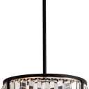 MAYNA Crystal Pendant Light Fixture, 3-Light Black Chandelier Light Fixture, Cylinder Adjustable Height Pendant Lights for Kitchen,Dining Room,Living Room,Foyer,Hallway