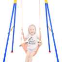 Foldable Baby Swing Frame, Heavy Duty Metal A-Frame Swing Sets for Most Toddlers Swings/Baby Jumper/Hammock Chair, Easy to Assemble, Portable to Store, Holds up to 200lb (Blue)