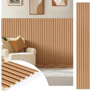 WPC Acoustic Slat Wall Panels 16-Pack 47.2'' x 6'', Accent 3D Wall Panel for Interior Wall Decor, Waterproof Fluted Textured Panel Wall Slats,Solid Elm (Cover Approx.32 sq.ft)