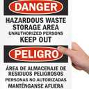 SmartSign "Danger - Hazardous Waste Storage Area, Keep Out" Bilingual Sign | 10" x 14" Plastic