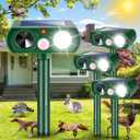 4 Pack Solar Animal Repellent Ultrasonic Cat Deterrent Outdoor, Motion Activated Deer Repellent Light, Raccoon Squirrel Fortress Pro Keep Cats Out of Yard, Waterproof Dog Skunk Raccoon Rabbit Repeller